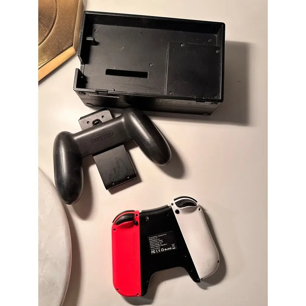 Nintendo Switch White Red Joy-Con Grip Holder & Controller Set